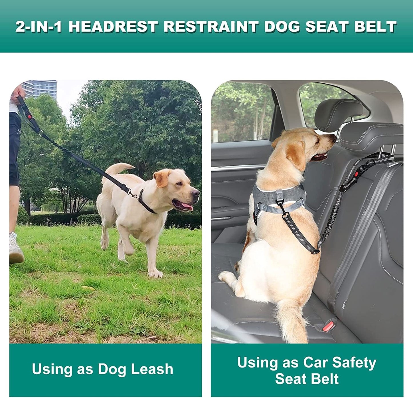 2 Packs Dog Seat Belt, 3Rd Generation Dog Seatbelt Harness with Adjustable Metal